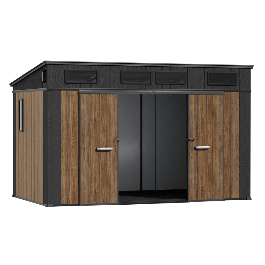TERKKIN Standard Pent 12x7 Storage Resin Shed Graphite Grey specification image