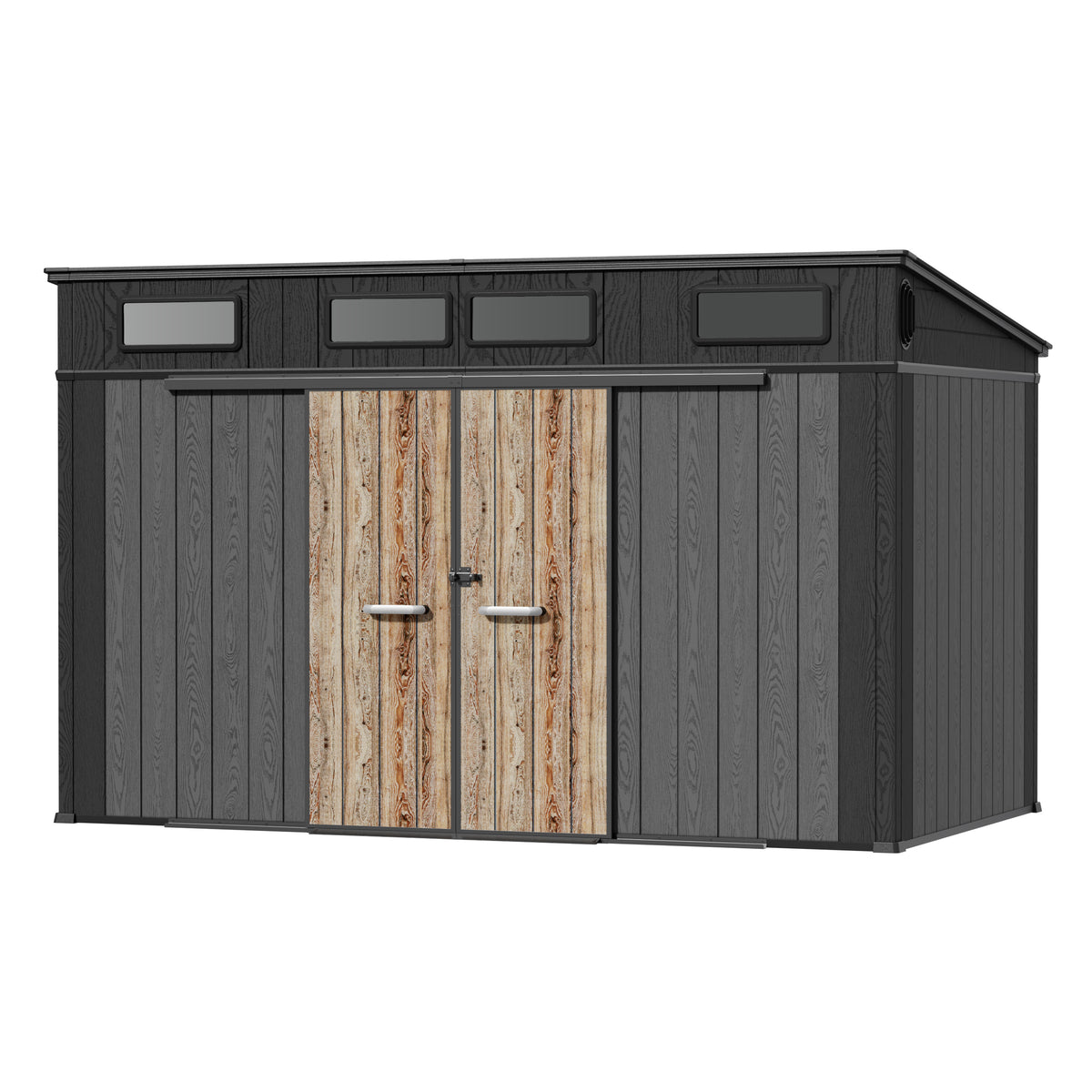 TERKKIN KingCenter2 Pent 12x7 Storage Shed Standard Teak Brown - Main view Secondary image