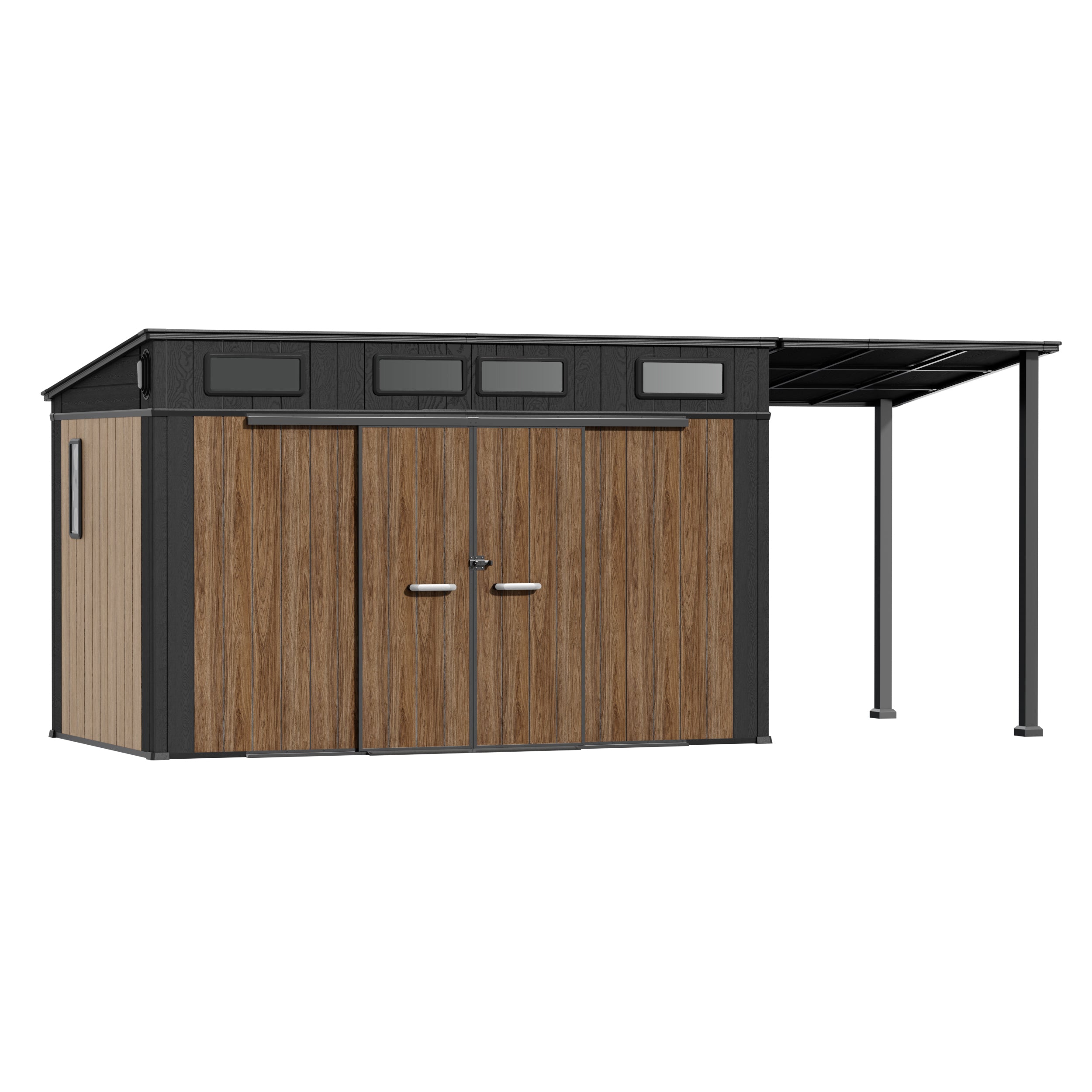 TERKKIN KingCenter2 Pent 12x7 Storage Shed Ultra Warm Oak 3D - Main view Main image