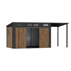 TERKKIN KingCenter2 Pent 12x7 Storage Shed Ultra Warm Oak 3D - Open view