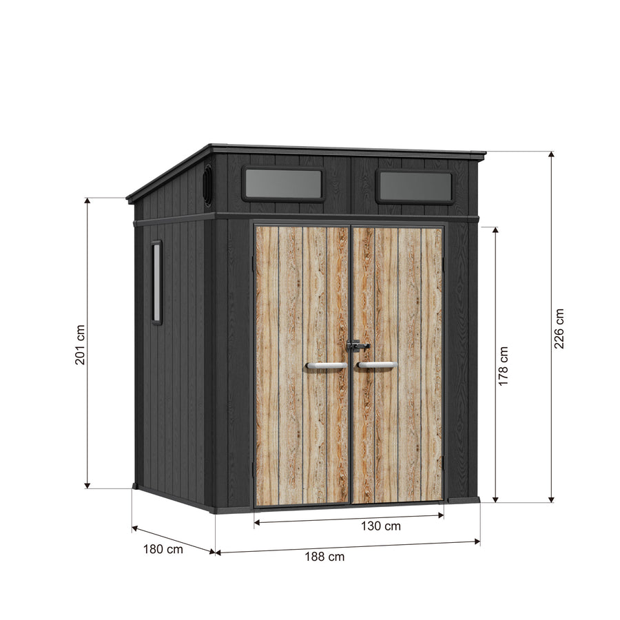 TERKKIN RIDGELON 6 x 6 ft Pent Roof Outdoor Storage Shed Standard Graphite Grey specification image