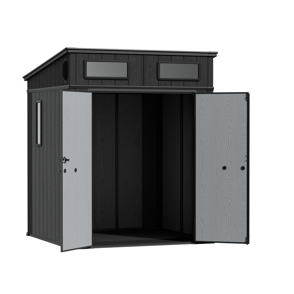 TERKKIN KingCenter2 Pent 6x6 Storage Shed Standard Teak Brown - Open view