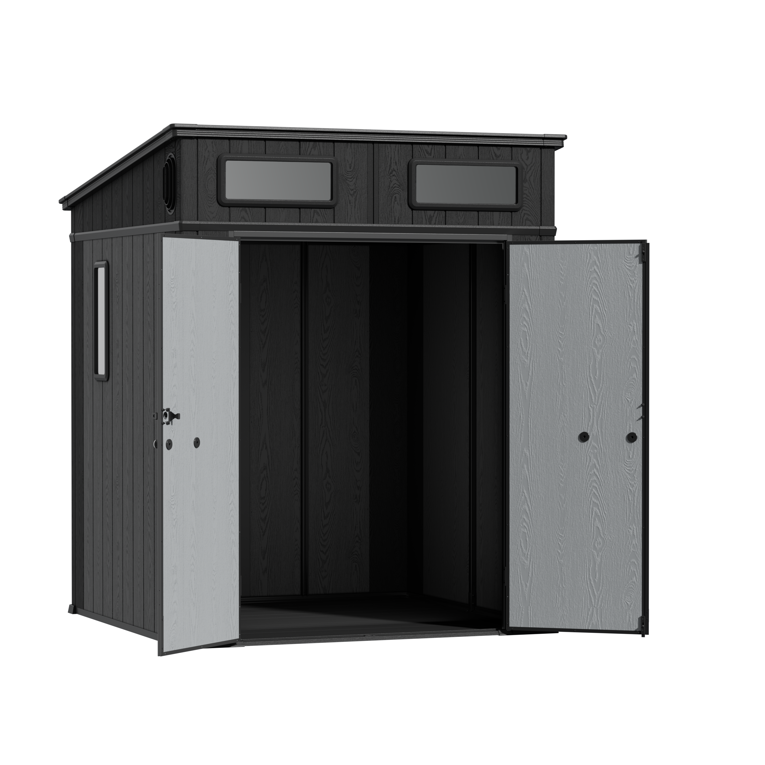 TERKKIN KingCenter2 Pent 6x6 Storage Shed Standard Teak Brown - Open view