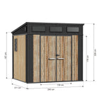 TERKKIN RIDGELON Pent 8x7 Storage Shed Pro Ashwood Brown 3D - Dimensions