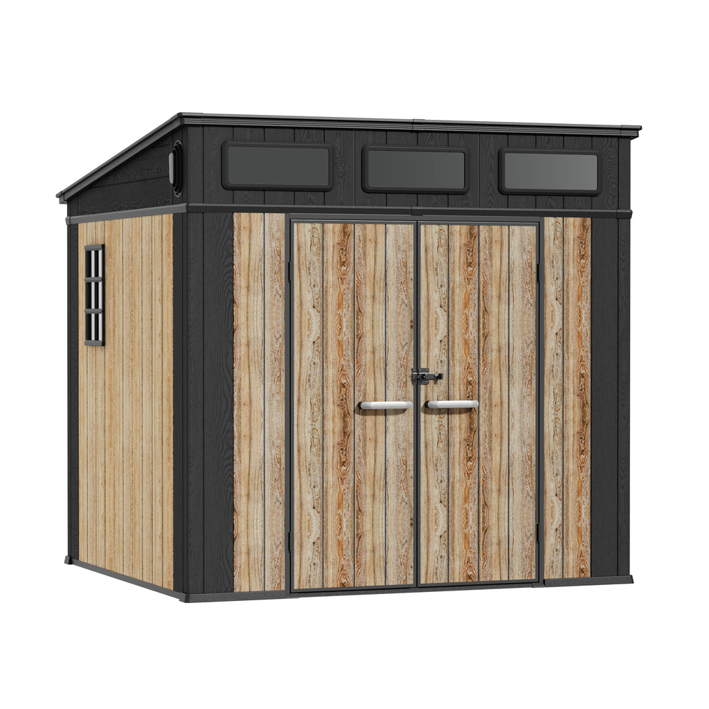 TERKKIN RIDGELON Pent 8x7 Storage Shed Pro Ashwood Brown 3D - Main view
