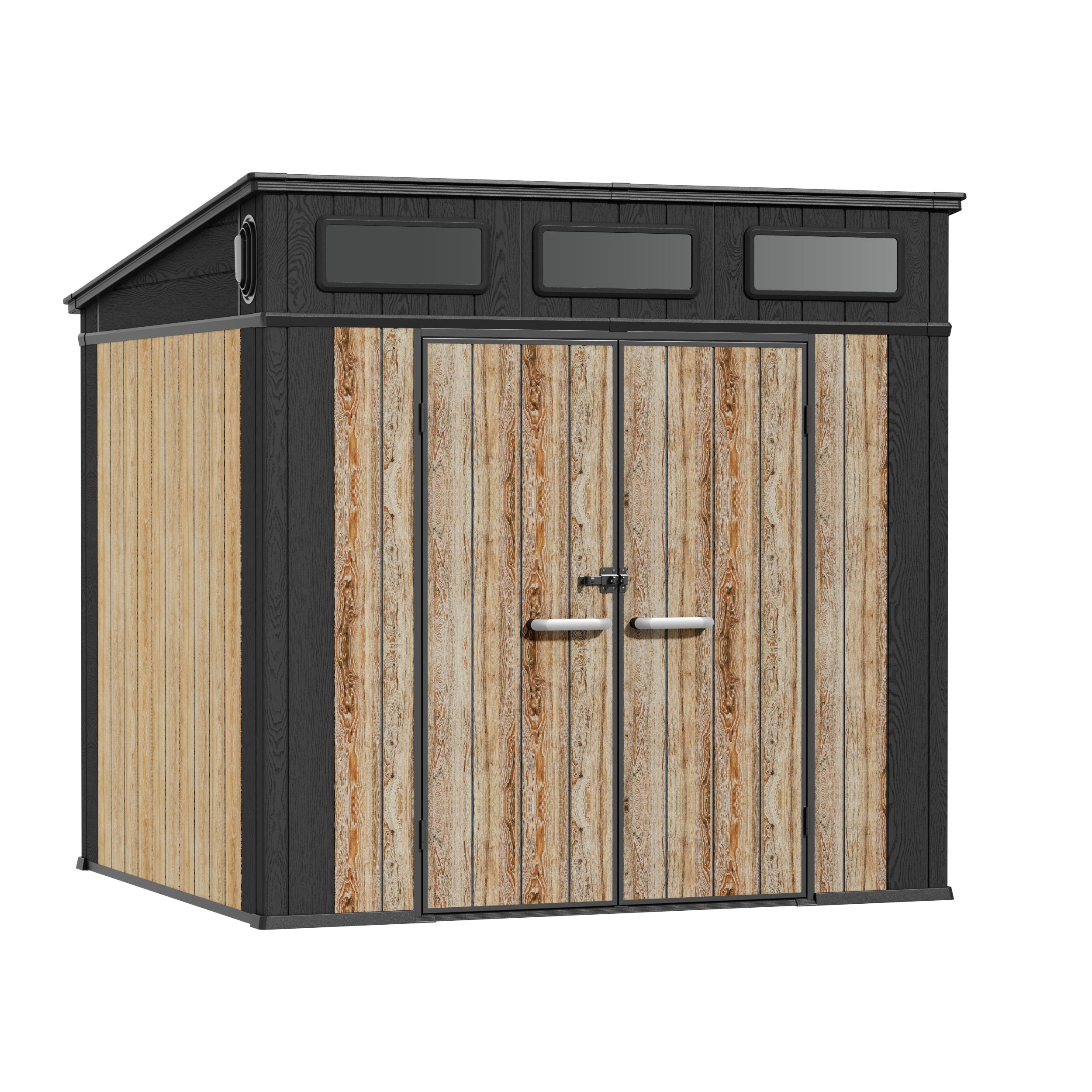 TERKKIN RIDGELON Pent 8x7 Storage Shed Pro Ashwood Brown 3D - Main view