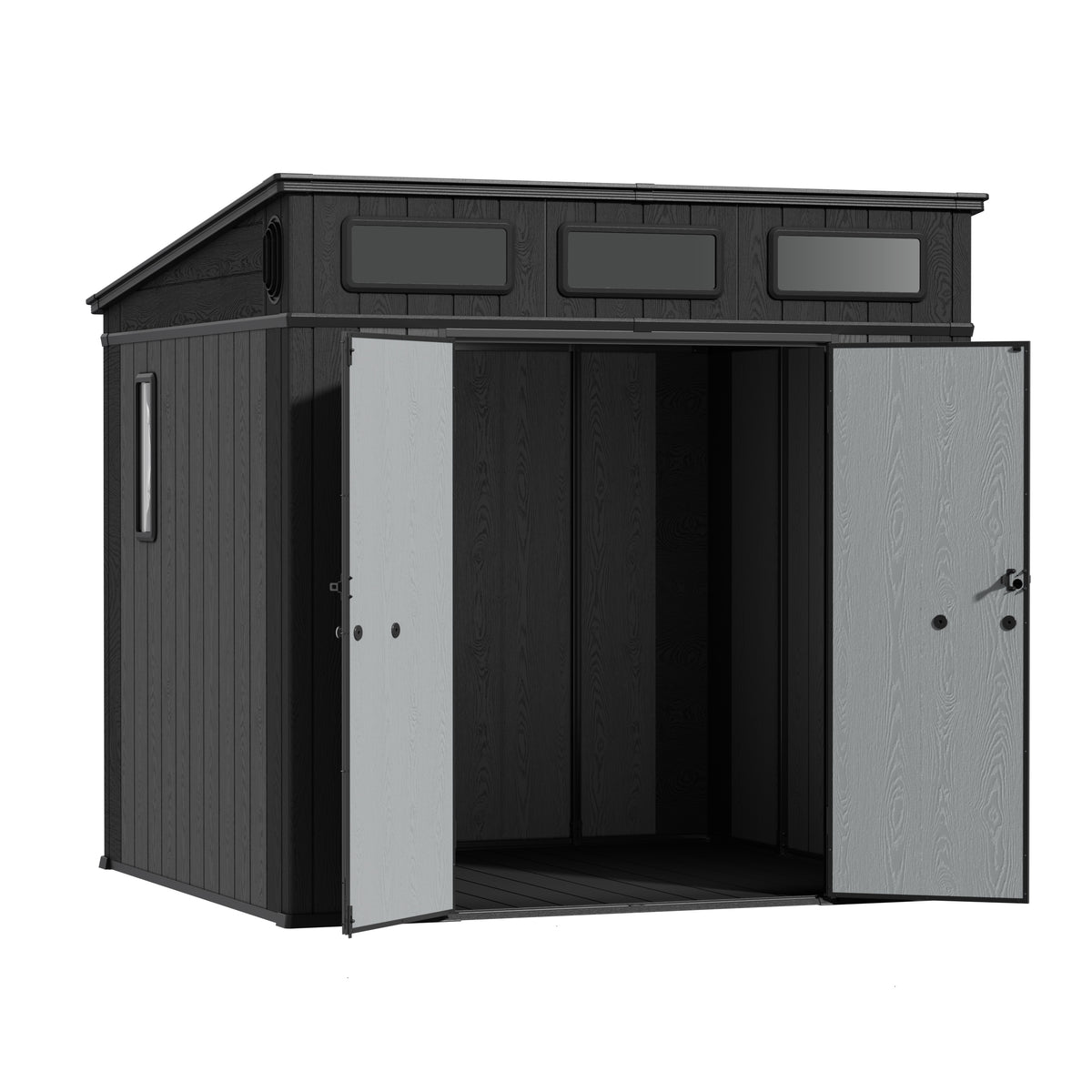 TERKKIN KingCenter2 Pent 8x7 Storage Shed Standard Teak Brown - Open view Secondary image