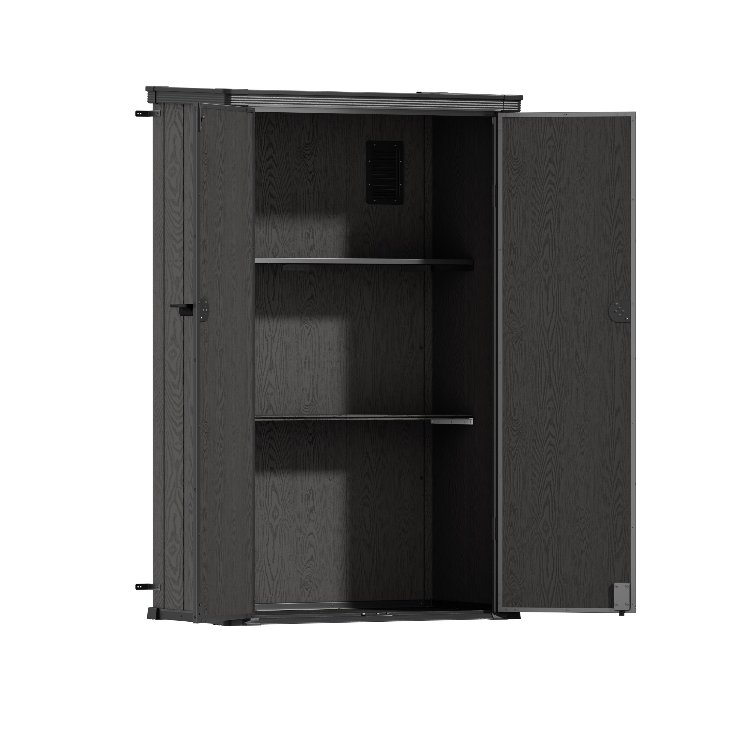 TERKKIN KingCenter2 Vertical 3.7x2.1ft Tall 1000L Storage Shed Standard Teak Brown - Open view