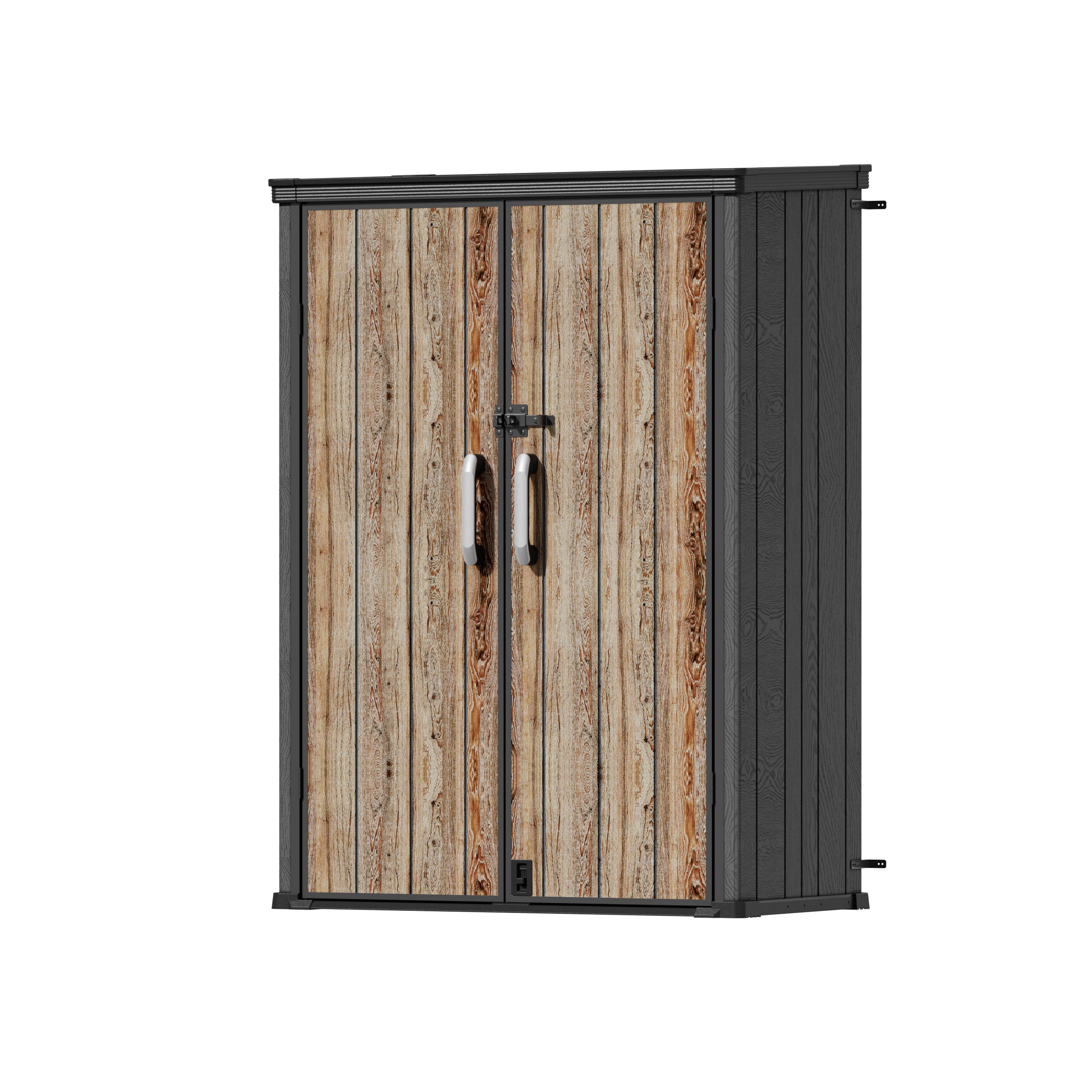 TERKKIN RIDGENOR Vertical 4.3x2.4ft Tall 1400L Storage Shed Pro Ashwood Brown 3D - Main view Secondary image