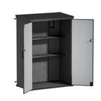 TERKKIN RIDGENOR Vertical 4.3x2.4ft Tall 1400L Storage Shed Pro Ashwood Brown 3D - Open view