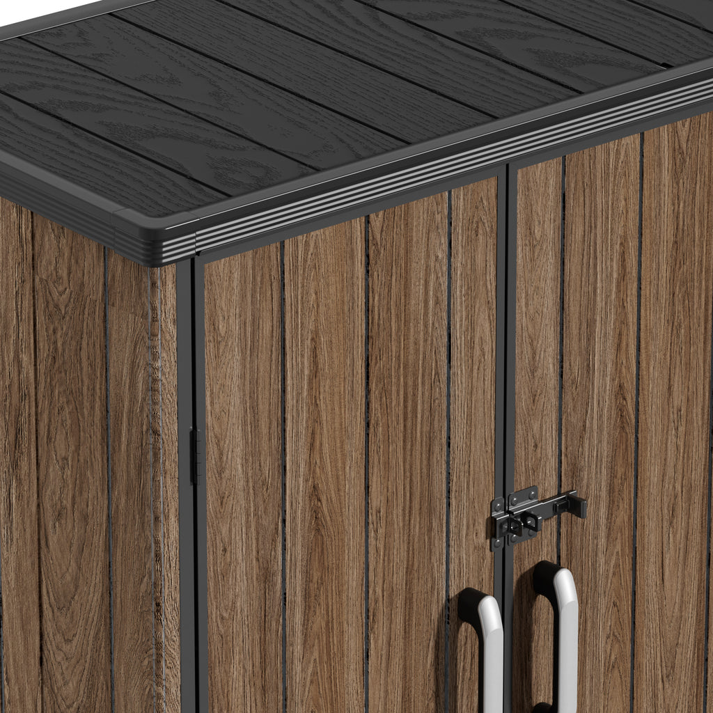 TERKKIN KingCenter2 Vertical 4.3x2.4ft Tall 1400L Storage Shed Ultra Warm Oak 3D - Detail view