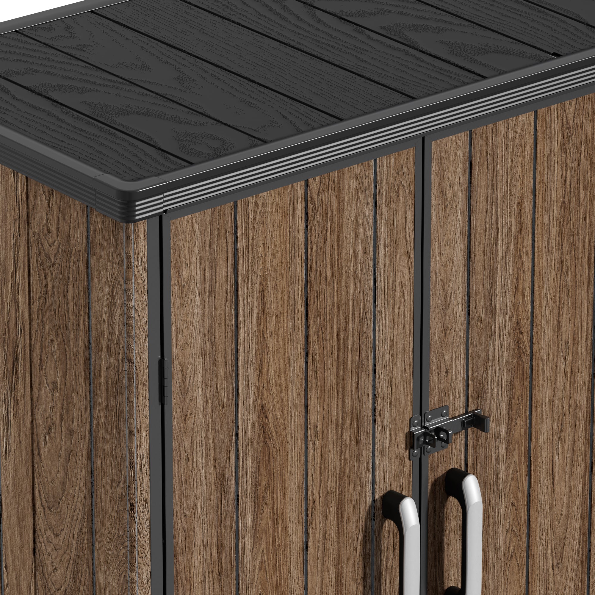 TERKKIN KingCenter2 Vertical 4.3x2.4ft Tall 1400L Storage Shed Ultra Warm Oak 3D - Detail view