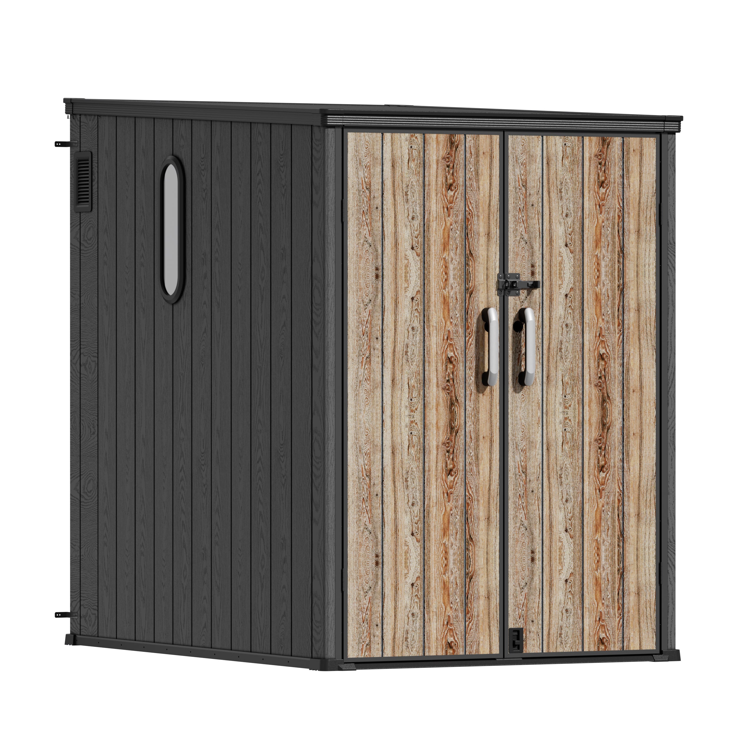 TERKKIN RIDGENOR Vertical 5x7ft Tall Storage Shed Pro Ashwood Brown 3D - Main view Main image