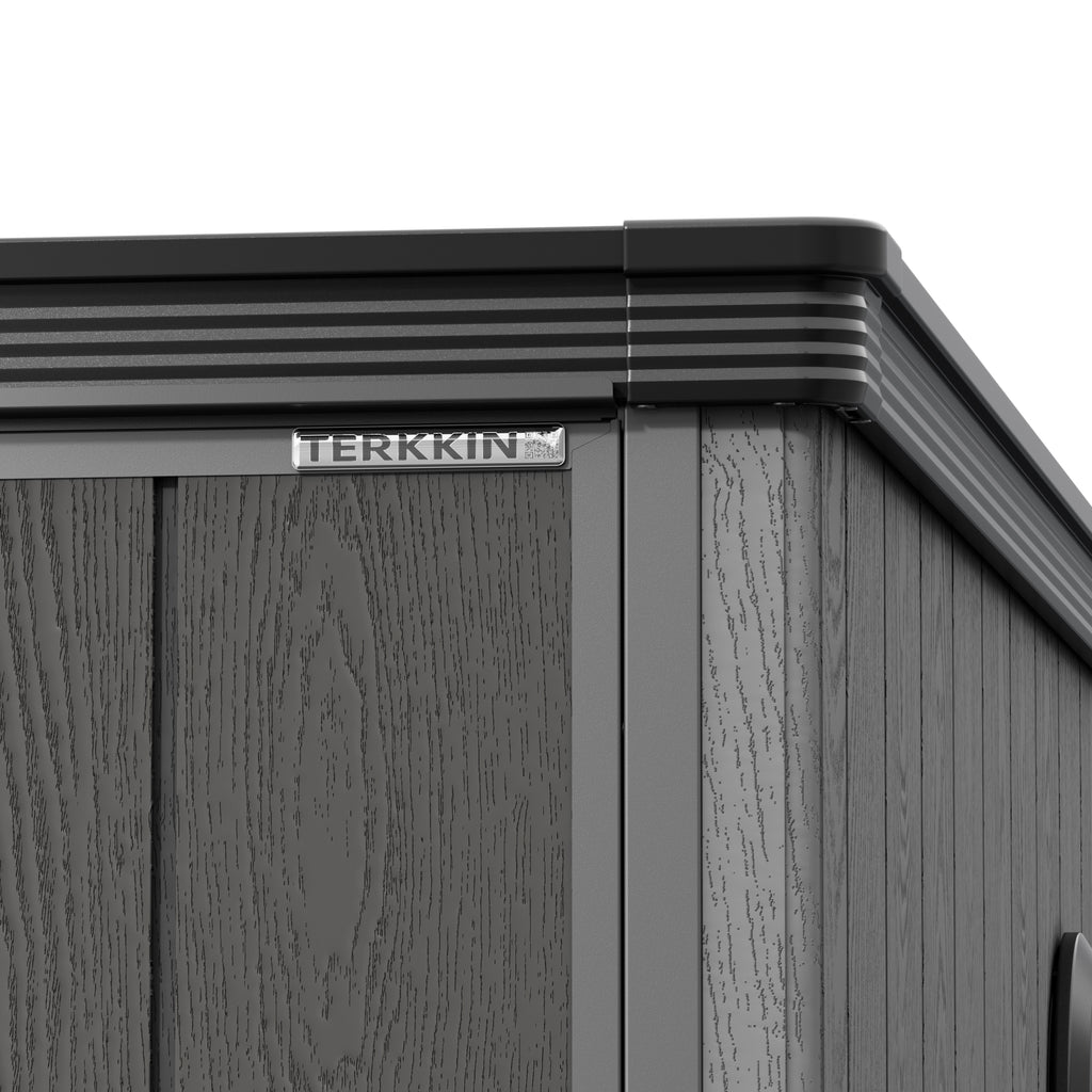 TERKKIN KingCenter2 Vertical 5x7ft Tall Storage Shed Standard Teak Brown - Detail view