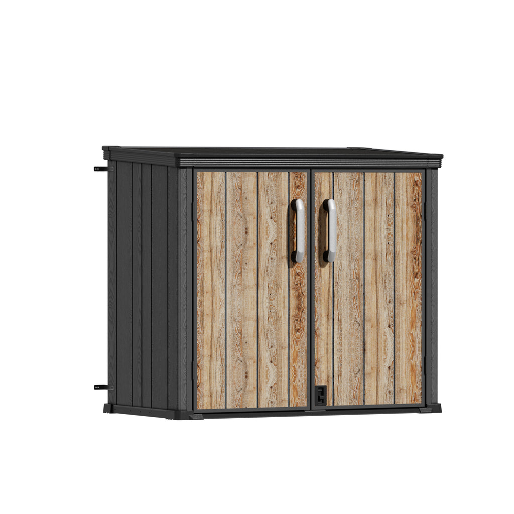 TERKKIN RIDGENOR Vertical 4.3x2.4ft 900L Storage Shed Pro Ashwood Brown 3D - Main view