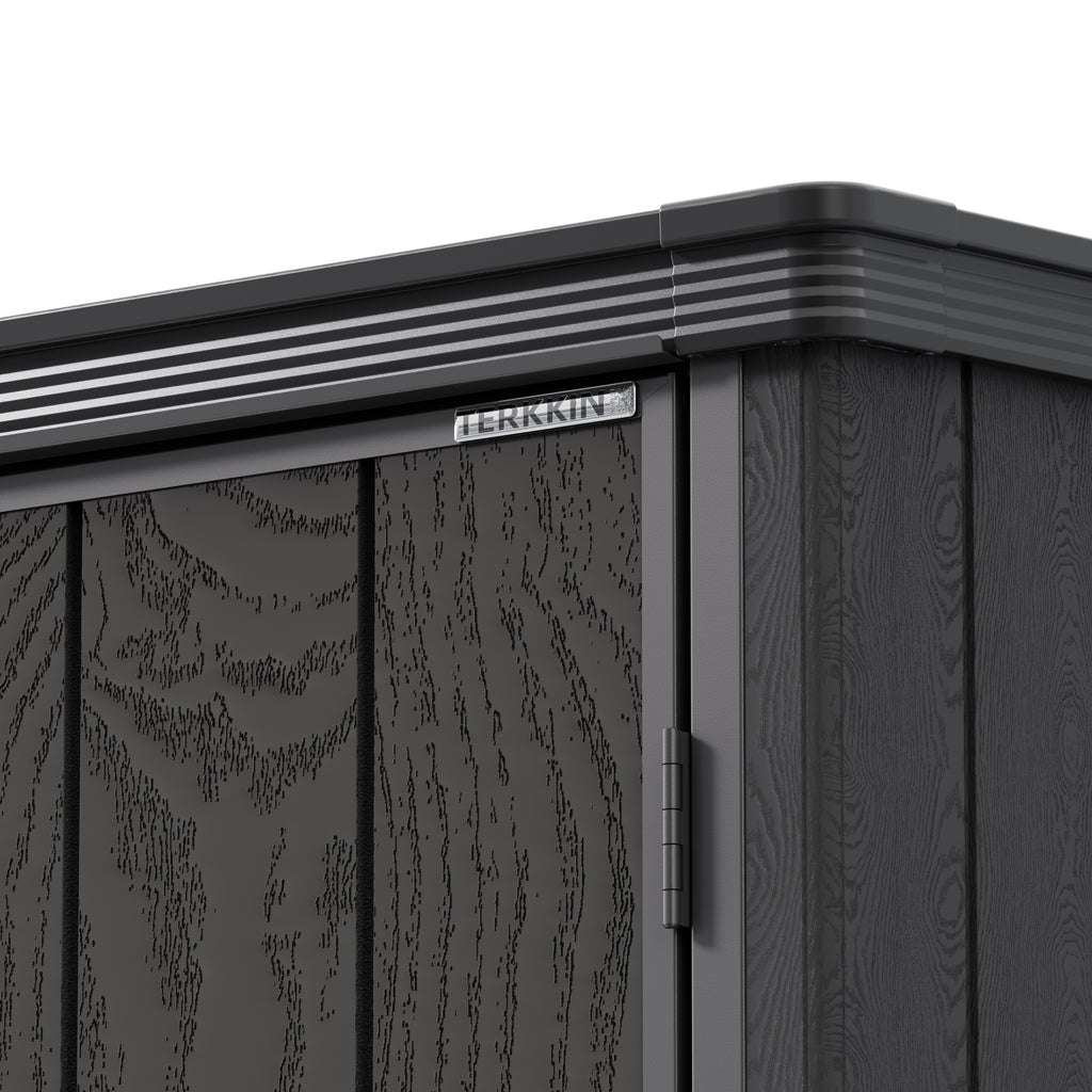 TERKKIN KingCenter2 Vertical 4.3x2.4ft 900L Storage Shed Standard Teak Brown - Detail view